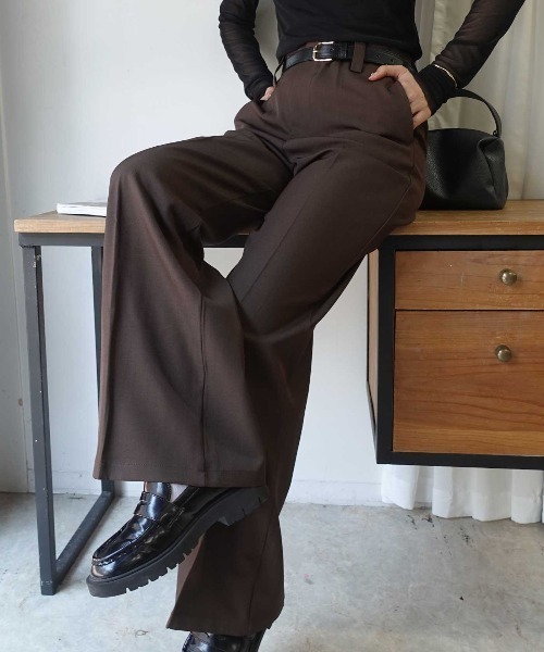 CORNERS(コーナーズ)の「【 選べる2サイズ/3カラー 】センタープレスワイドスラックスパンツ(スラックス・レディース・ベージュ/ブラウン/ブラック・L/M)」の10枚目の写真