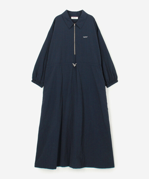 GYMPHLEX(ジムフレックス)の「Gymphlex | ナイロンタフタ ギャザーワンピース WOMEN(ワンピース・レディース・ネイビー/ベージュ・14)」の2枚目の写真