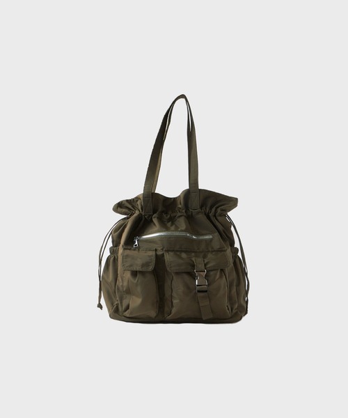 UNSTOA(アンストア)の「Water-Repellent 2-Way Drawstring Multi-Pocket Bag 秋服 冬服(バックパック/リュック・メンズ・ブラック/カーキ・FREE)」の2枚目の写真