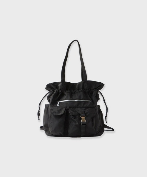 UNSTOA(アンストア)の「Water-Repellent 2-Way Drawstring Multi-Pocket Bag 秋服 冬服(バックパック/リュック・メンズ・ブラック/カーキ・FREE)」の1枚目の写真