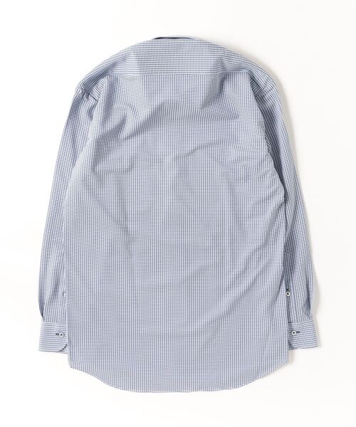 Perfect Suit FActory(パーフェクトスーツファクトリー)の「【完全ノーアイロン/アイシャツLimited】 ギンガムチェック スリムフィット ボタンダウン ネイビー(ビジネスシャツ・メンズ・ネイビー・S80/M80/M82/L82/L84/LL84/LL86/首回り45cm-裄丈86cm)」の5枚目の写真