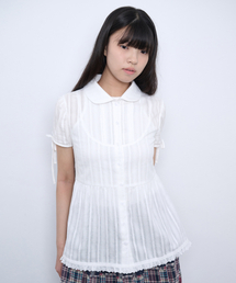 PUFF SLEEVES RIBBON BLOUSE [WHITE]