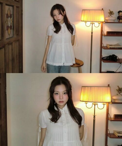 TUOMIO（トゥオミオ）の「PUFF SLEEVES RIBBON BLOUSE [WHITE]（シャツ/ブラウス・レディース・その他・1/2）」の7枚目の写真