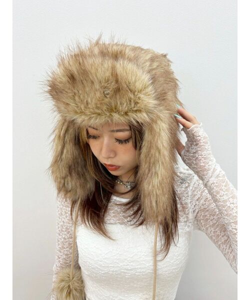EVRIS(エヴリス)の「フェイクファーポンポンCAP(キャップ・レディース・ブラウン・FREE)」の10枚目の写真