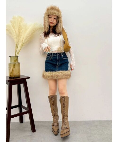 EVRIS(エヴリス)の「フェイクファーポンポンCAP(キャップ・レディース・ブラウン・FREE)」の15枚目の写真
