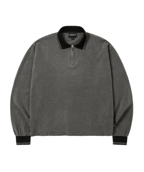 AJOBYAJO（アジョバイアジョ）の「[RWK] Washed Cable Stitch Collar Zip-Up [CHARCOAL]（ポロシャツ・レディース・その他・MEDIUM/LARGE）」の2枚目の写真
