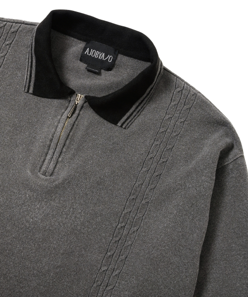 AJOBYAJO（アジョバイアジョ）の「[RWK] Washed Cable Stitch Collar Zip-Up [CHARCOAL]（ポロシャツ・レディース・その他・MEDIUM/LARGE）」の3枚目の写真