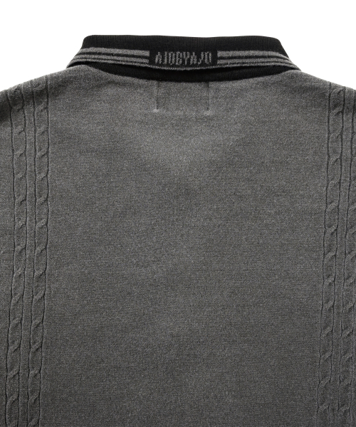 AJOBYAJO（アジョバイアジョ）の「[RWK] Washed Cable Stitch Collar Zip-Up [CHARCOAL]（ポロシャツ・レディース・その他・MEDIUM/LARGE）」の4枚目の写真