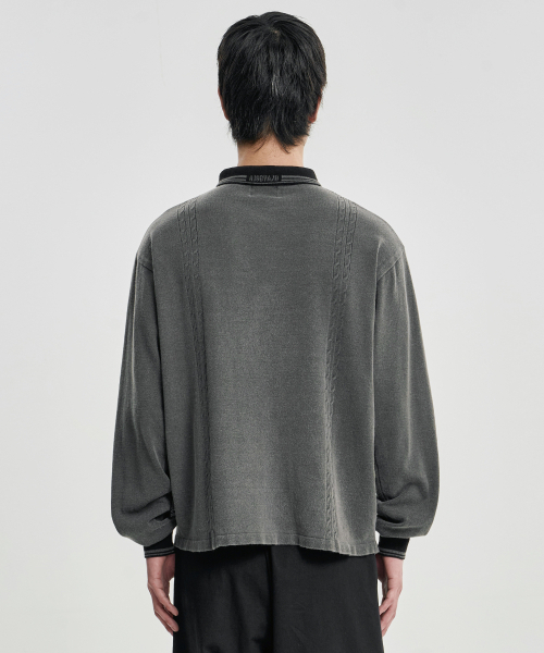 AJOBYAJO（アジョバイアジョ）の「[RWK] Washed Cable Stitch Collar Zip-Up [CHARCOAL]（ポロシャツ・レディース・その他・MEDIUM/LARGE）」の10枚目の写真