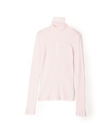 コットンカシミヤブレンドジャージー ハイネックプルオーバー