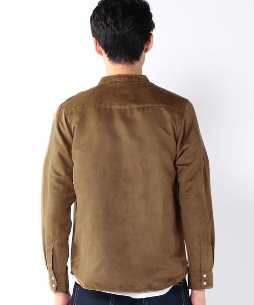 coen（コーエン）の「フェイクスエードバンドカラーシャツ（シャツ/ブラウス・メンズ・ベージュ/ダークブラウン・X-LARGE/LARGE/MEDIUM/SMALL）」の4枚目の写真