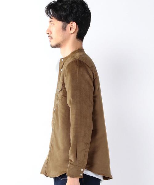 coen（コーエン）の「フェイクスエードバンドカラーシャツ（シャツ/ブラウス・メンズ・ベージュ/ダークブラウン・X-LARGE/LARGE/MEDIUM/SMALL）」の6枚目の写真