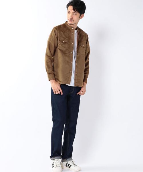 coen（コーエン）の「フェイクスエードバンドカラーシャツ（シャツ/ブラウス・メンズ・ベージュ/ダークブラウン・X-LARGE/LARGE/MEDIUM/SMALL）」の7枚目の写真