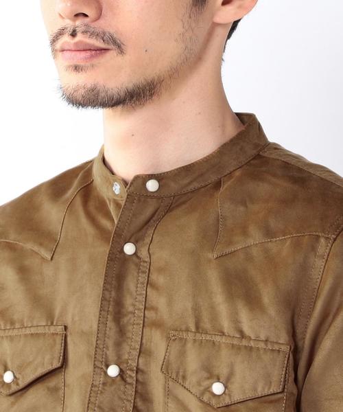 coen（コーエン）の「フェイクスエードバンドカラーシャツ（シャツ/ブラウス・メンズ・ベージュ/ダークブラウン・X-LARGE/LARGE/MEDIUM/SMALL）」の9枚目の写真
