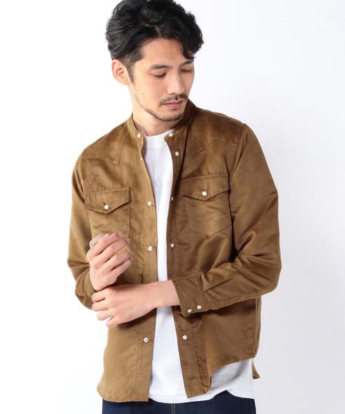coen（コーエン）の「フェイクスエードバンドカラーシャツ（シャツ/ブラウス・メンズ・ベージュ/ダークブラウン・X-LARGE/LARGE/MEDIUM/SMALL）」の8枚目の写真