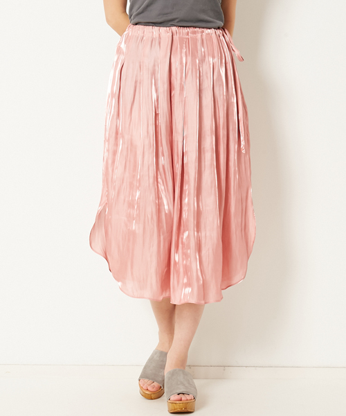 AMERICAN RAG CIE（アメリカンラグシー）の「AMERICAN RAG CIE　ブライトサテンタックギャザースカート（スカート・レディース・イエロー/ピンク・FREE）」の12枚目の写真