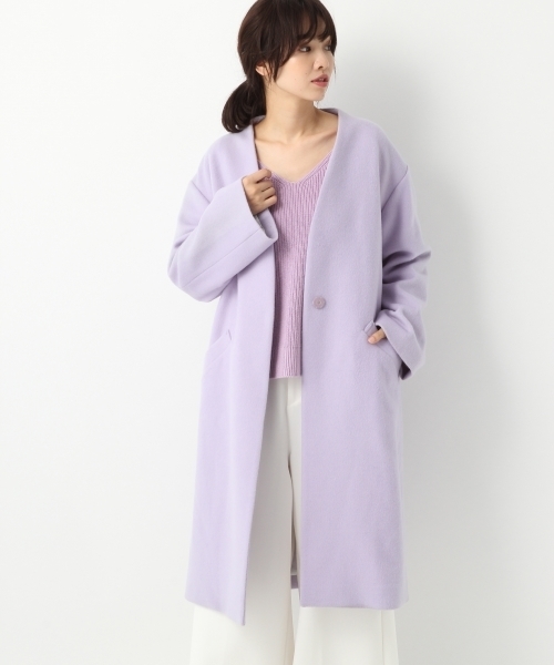 A part by(アパートバイ)の「casheepVネックノーカラーコート 759746 (その他アウター・レディース・オフホワイト/ネイビー/ライトパープル/グリーン・MEDIUM/LARGE)」の20枚目の写真