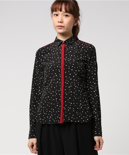 GUILD PRIME(ギルドプライム)の「☆朝比奈彩さん着用☆【GUILD PRIME】WOMENS スタープリントシャツ(シャツ/ブラウス・レディース・ブラック/オフホワイト・34/36)」の1枚目の写真
