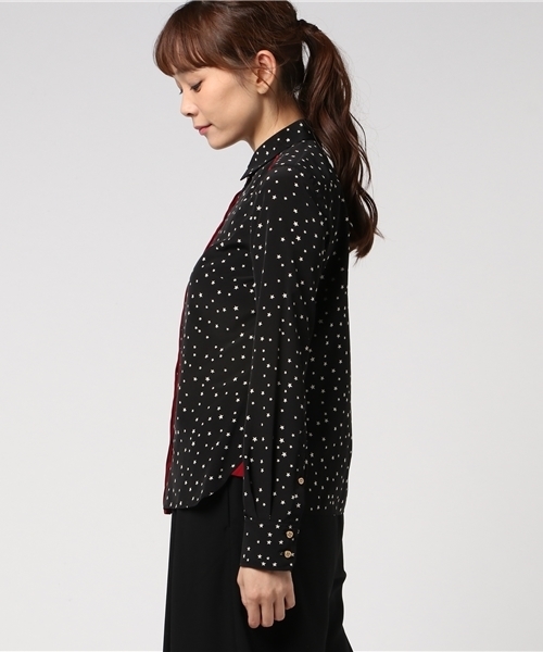 GUILD PRIME(ギルドプライム)の「☆朝比奈彩さん着用☆【GUILD PRIME】WOMENS スタープリントシャツ(シャツ/ブラウス・レディース・ブラック/オフホワイト・34/36)」の3枚目の写真