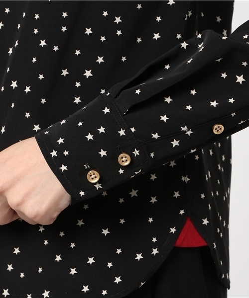 GUILD PRIME(ギルドプライム)の「☆朝比奈彩さん着用☆【GUILD PRIME】WOMENS スタープリントシャツ(シャツ/ブラウス・レディース・ブラック/オフホワイト・34/36)」の6枚目の写真