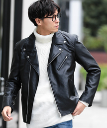 WEGO | WEGO/エコレザーダブルライダースジャケット(ライダースジャケット)