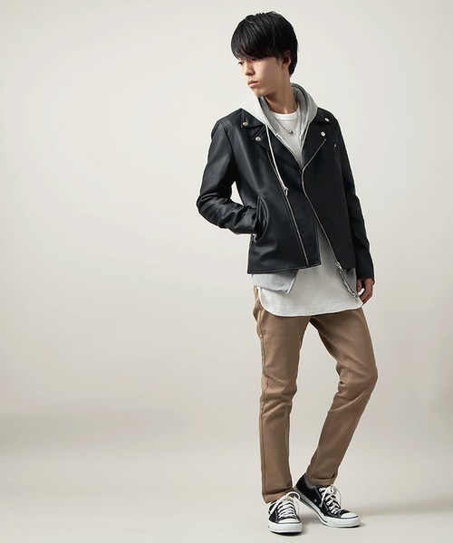 WEGO（ウィゴー）の「WEGO/フェイクレザーダブルライダースジャケット（ライダースジャケット・メンズ・ブラック・LARGE/MEDIUM/X-LARGE）」の11枚目の写真