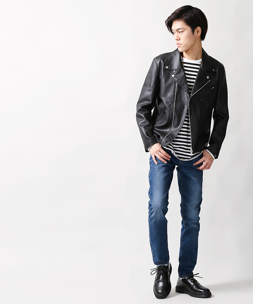 WEGO（ウィゴー）の「WEGO/フェイクレザーダブルライダースジャケット（ライダースジャケット・メンズ・ブラック・LARGE/MEDIUM/X-LARGE）」の12枚目の写真