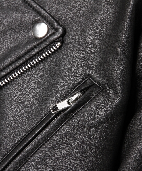 WEGO（ウィゴー）の「WEGO/フェイクレザーダブルライダースジャケット（ライダースジャケット・メンズ・ブラック・LARGE/MEDIUM/X-LARGE）」の5枚目の写真