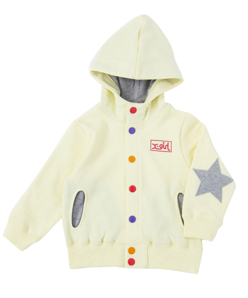 X-girl Stages（エックスガールステージス）の「COLORFUL  BUTTON  HOODIE （12M～3T）（パーカー・キッズ・ネイビー/イエロー/レッド・12M/2T/3T）」の2枚目の写真