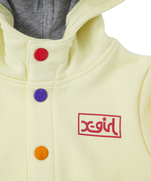 X-girl Stages（エックスガールステージス）の「COLORFUL  BUTTON  HOODIE （12M～3T）（パーカー・キッズ・ネイビー/イエロー/レッド・12M/2T/3T）」の5枚目の写真