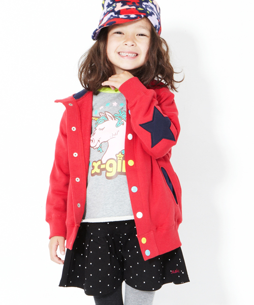 X-girl Stages（エックスガールステージス）の「COLORFUL  BUTTON  HOODIE （12M～3T）（パーカー・キッズ・ネイビー/イエロー/レッド・12M/2T/3T）」の8枚目の写真