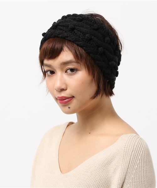 Samansa Mos2(サマンサ モスモス)の「ぽこぽこニットヘアバンド(ヘアバンド・レディース・ブラック/モカ/キナリ・フリ-)」の2枚目の写真