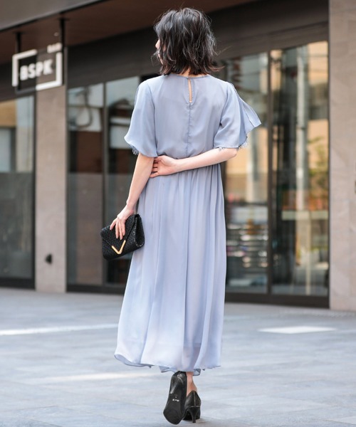 Fashion Letter（ファッションレター）の「スリット入レーススリーブ 結婚式ワンピースドレス（ドレス・レディース・ブラック/グリーン/ネイビー/ボルドー/ライトカーキ/ブルーグレー・3L/4L/5L/LL/M/L/S）」の21枚目の写真