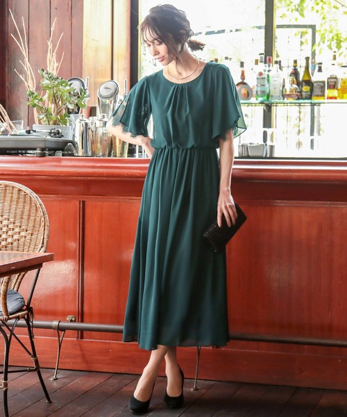 Fashion Letter（ファッションレター）の「スリット入レーススリーブ 結婚式ワンピースドレス（ドレス・レディース・ブラック/グリーン/ネイビー/ボルドー/ライトカーキ/ブルーグレー・3L/4L/5L/LL/M/L/S）」の19枚目の写真