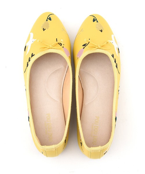 POU DOU DOU(プードゥドゥ)の「飛び刺繍シューズ(バレエシューズ・レディース・ライトブルー/ブラック/イエロー・4/3)」の5枚目の写真