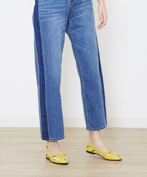 POU DOU DOU(プードゥドゥ)の「飛び刺繍シューズ(バレエシューズ・レディース・ライトブルー/ブラック/イエロー・4/3)」の12枚目の写真