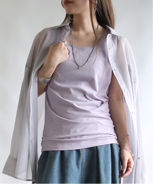 and it_（アンドイット）の「カラーコットンベーシックタンクトップ（タンクトップ・レディース・杢グレー/ダークオレンジ/ブラック/ネイビー/オフホワイト/ピンク/ブルー/グリーン/モスグリーン/ボルドー/マスタード/ラベンダー/ブルー系その他・LARGE/MEDIUM/X-LARGE）」の9枚目の写真