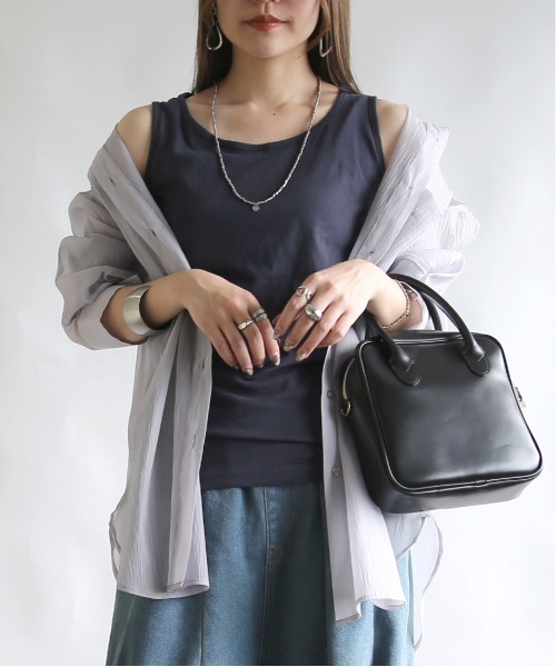 and it_（アンドイット）の「カラーコットンベーシックタンクトップ（タンクトップ・レディース・杢グレー/ダークオレンジ/ブラック/ネイビー/オフホワイト/ピンク/ブルー/グリーン/モスグリーン/ボルドー/マスタード/ラベンダー/ブルー系その他・LARGE/MEDIUM/X-LARGE）」の6枚目の写真