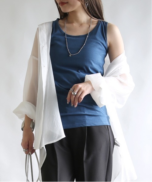 and it_（アンドイット）の「カラーコットンベーシックタンクトップ（タンクトップ・レディース・杢グレー/ダークオレンジ/ブラック/ネイビー/オフホワイト/ピンク/ブルー/グリーン/モスグリーン/ボルドー/マスタード/ラベンダー/ブルー系その他・LARGE/MEDIUM/X-LARGE）」の7枚目の写真