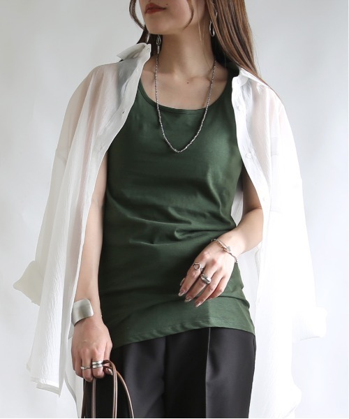 and it_（アンドイット）の「カラーコットンベーシックタンクトップ（タンクトップ・レディース・杢グレー/ダークオレンジ/ブラック/ネイビー/オフホワイト/ピンク/ブルー/グリーン/モスグリーン/ボルドー/マスタード/ラベンダー/ブルー系その他・LARGE/MEDIUM/X-LARGE）」の5枚目の写真