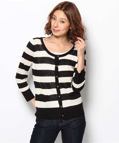 ROPE' PICNIC(ロペピクニック)の「リネン混天竺×アイレットポケット付カーディガン(カーディガン/ボレロ・レディース・ブルー系/グリーン/サンドベージュ/ダークブラック/ベージュ/ブラック・38)」の1枚目の写真