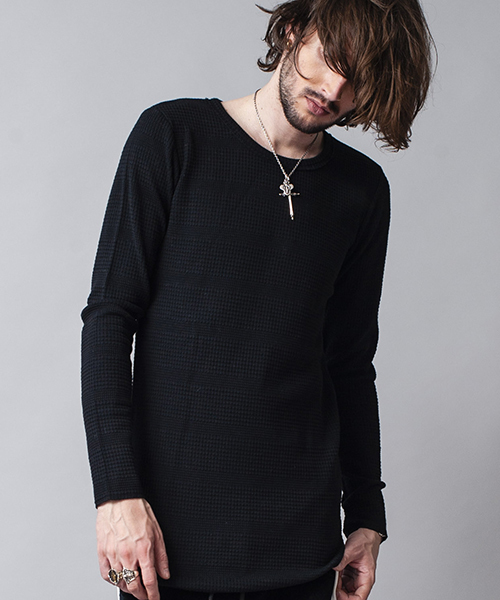 NO ID.(ノーアイディ)の「mlt2265-CトランスファーボーダーC-NロンT(Tシャツ/カットソー・メンズ・アッシュグレー/アイボリー/カーキ/ブラック・1/2)」の3枚目の写真
