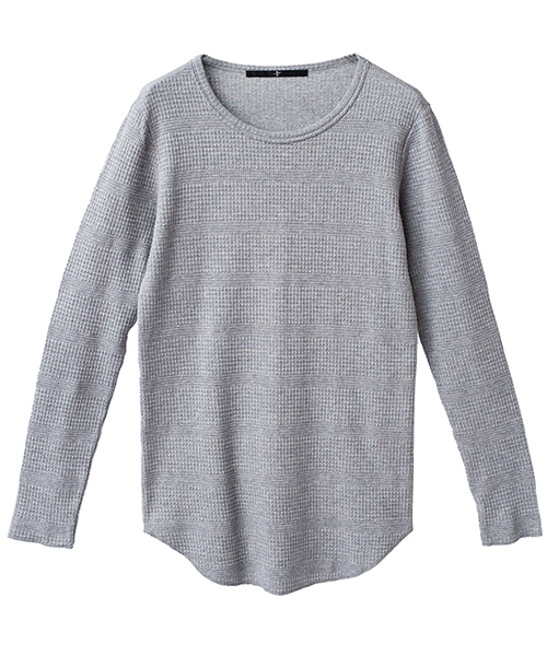 NO ID.(ノーアイディ)の「mlt2265-CトランスファーボーダーC-NロンT(Tシャツ/カットソー・メンズ・アッシュグレー/アイボリー/カーキ/ブラック・1/2)」の15枚目の写真