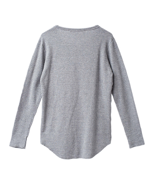 NO ID.(ノーアイディ)の「mlt2265-CトランスファーボーダーC-NロンT(Tシャツ/カットソー・メンズ・アッシュグレー/アイボリー/カーキ/ブラック・1/2)」の16枚目の写真