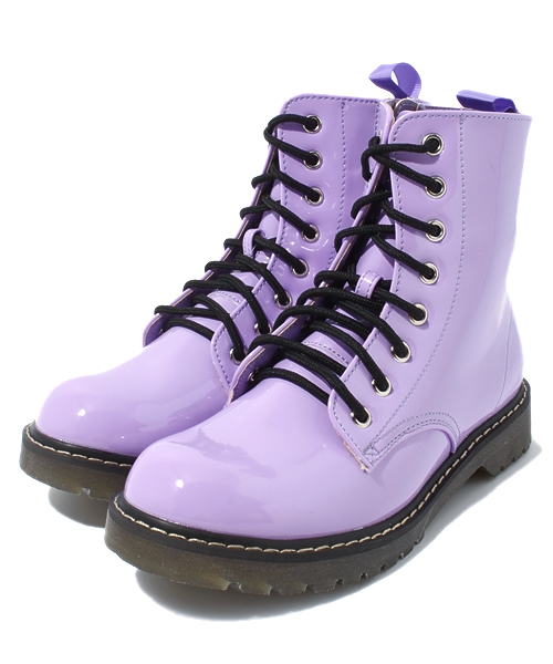 WEGO（ウィゴー）の「WEGO/エナメルブーツ（ブーツ・レディース・ホワイト/ブラック/パープル・MEDIUM/LARGE）」の3枚目の写真