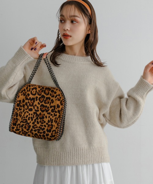 Edit Sheen(エディットシーン)の「グリッターチェーンバッグ(ハンドバッグ・レディース・ブラック/グレー/レオパード/パイソン/カーキ/ベージュ/ネイビー・FREE)」の6枚目の写真