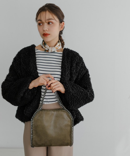 Edit Sheen(エディットシーン)の「グリッターチェーンバッグ(ハンドバッグ・レディース・ブラック/グレー/レオパード/パイソン/カーキ/ベージュ/ネイビー・FREE)」の4枚目の写真