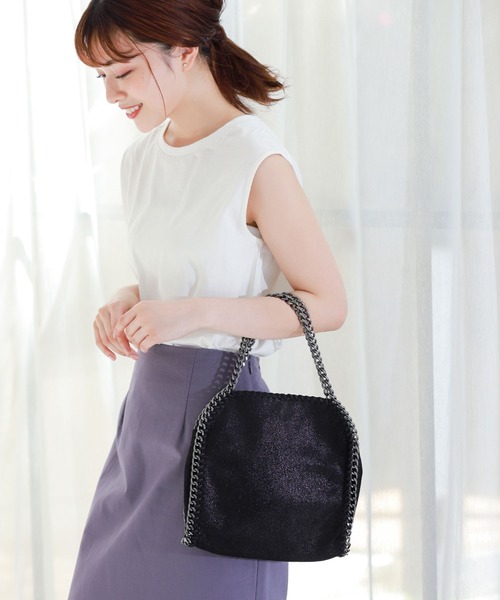 Edit Sheen(エディットシーン)の「グリッターチェーンバッグ(ハンドバッグ・レディース・ブラック/グレー/レオパード/パイソン/カーキ/ベージュ/ネイビー・FREE)」の13枚目の写真