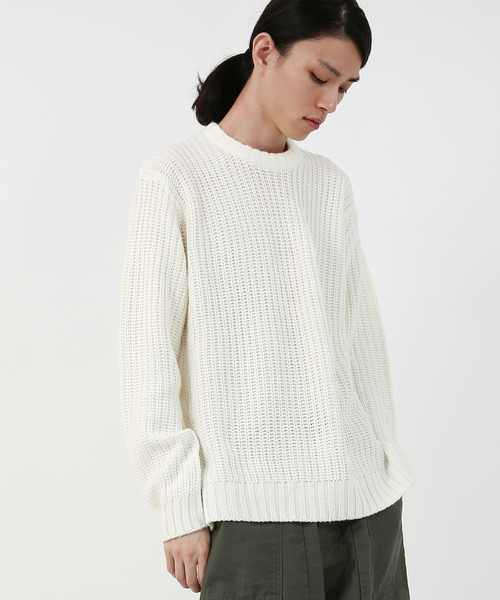 Rocky Monroe（ロッキーモンロー）の「畦編みクルーネックニット（ニット/セーター・メンズ・ホワイト/ブラック/グレー/ピンク・M/L）」の6枚目の写真