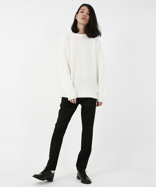 Rocky Monroe（ロッキーモンロー）の「畦編みクルーネックニット（ニット/セーター・メンズ・ホワイト/ブラック/グレー/ピンク・M/L）」の8枚目の写真